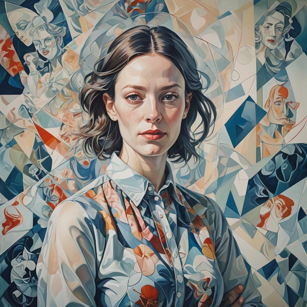 Joyful Teacher Portrait in Double Exposure Style