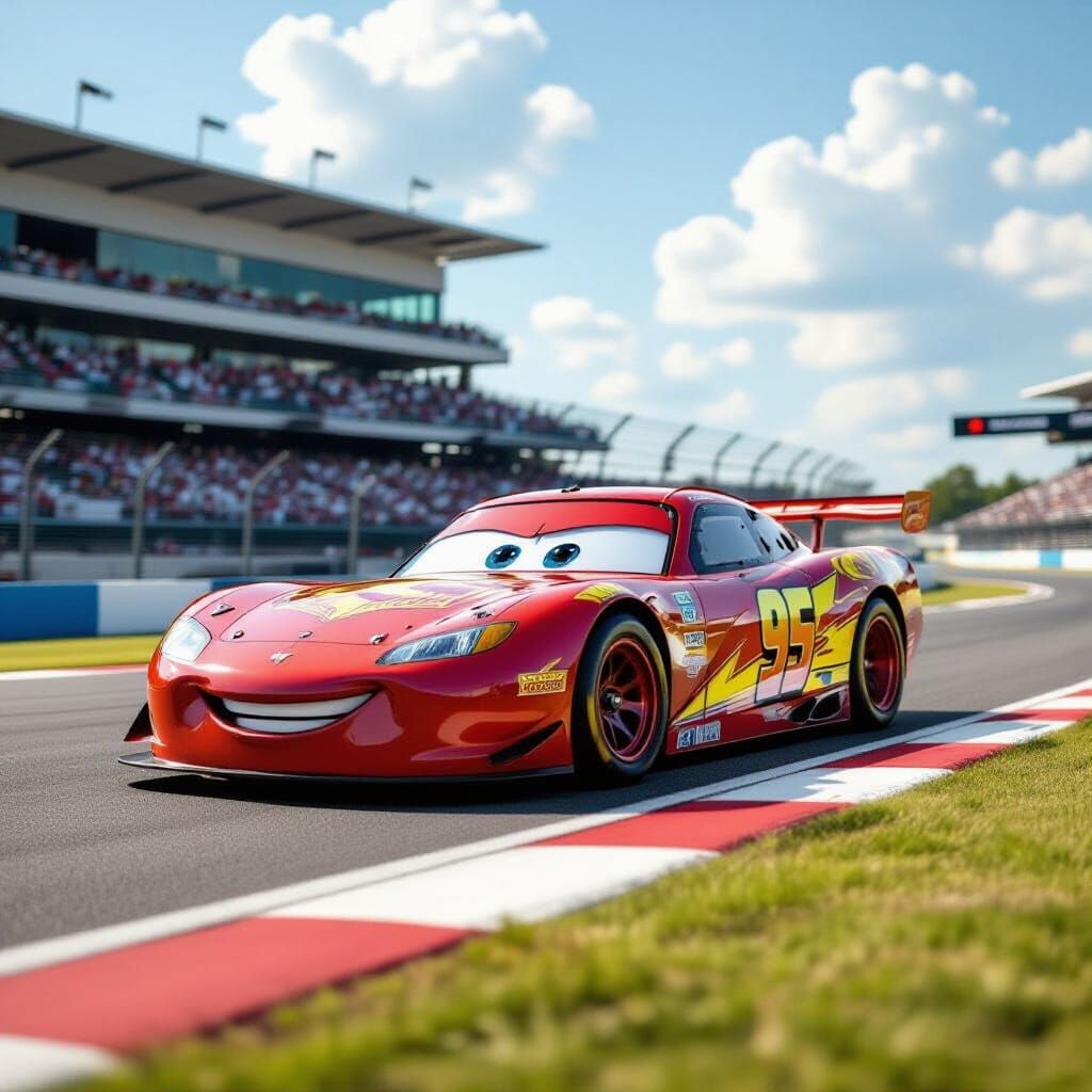 Lightning McQueen Races in Sunlit Track