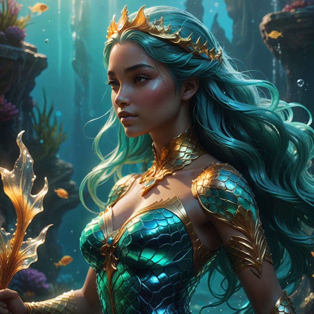 Glass Mermaid Fantasy Concept Art in 8K