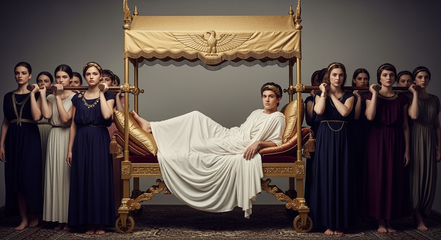 Roman Emperor on Litter: Photorealistic Imperial Grandeur