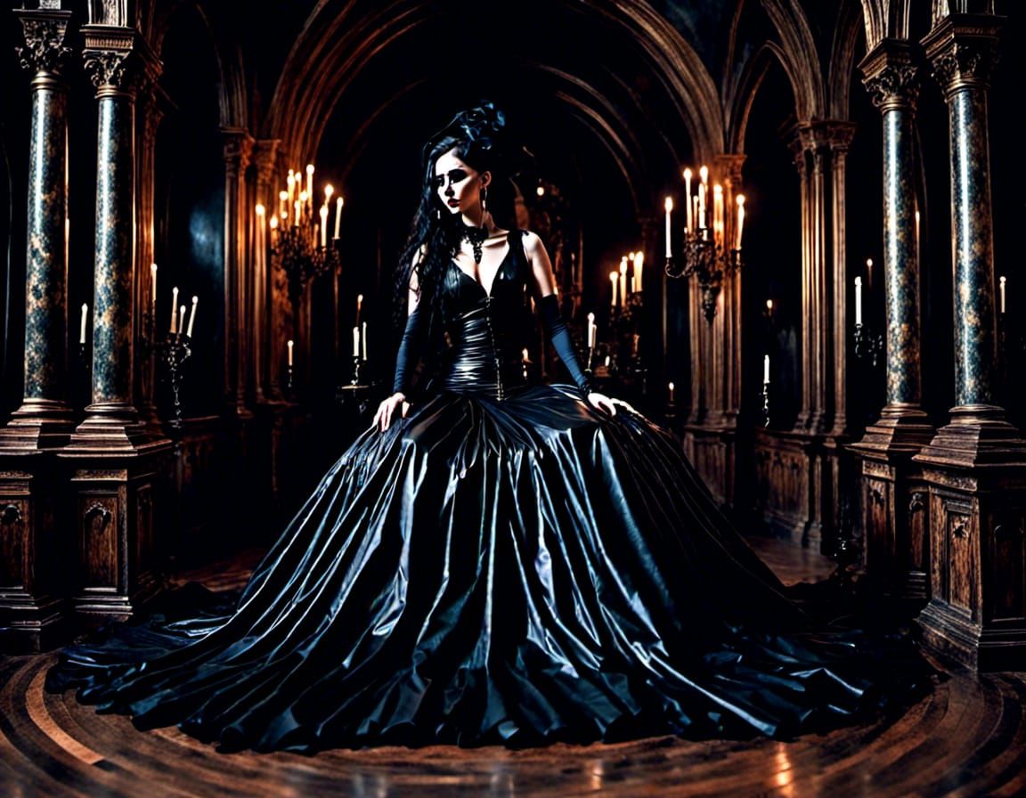 gothic latex floor ball gown