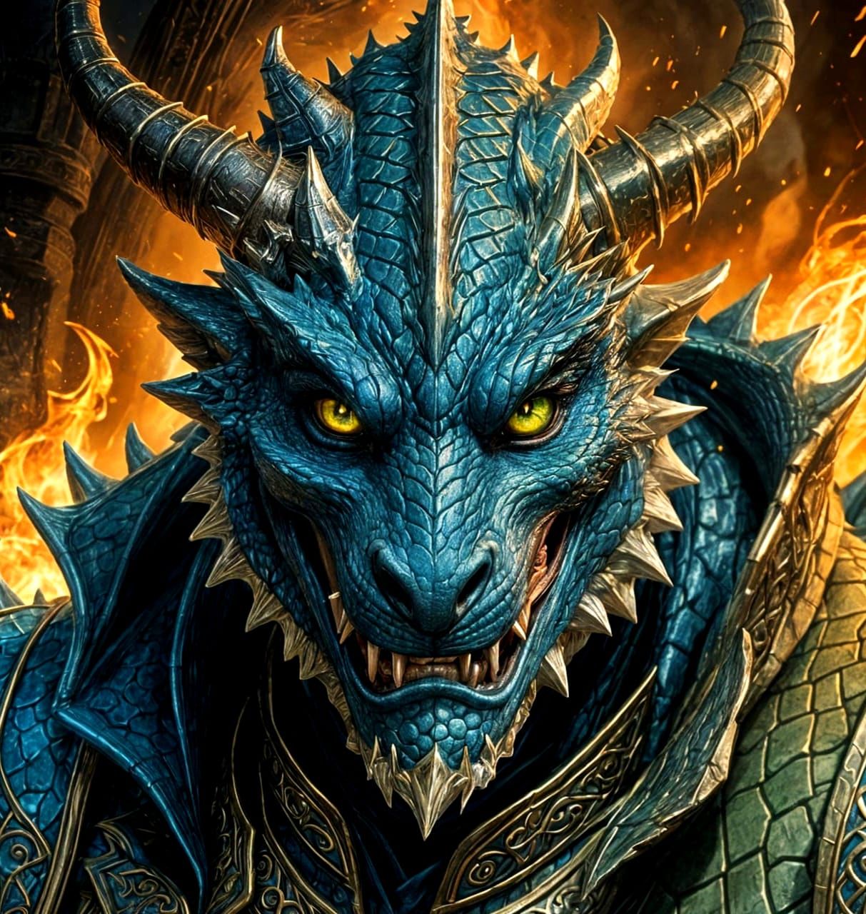 Dragonborn Sorcerer Portrait in High-Fantasy Style