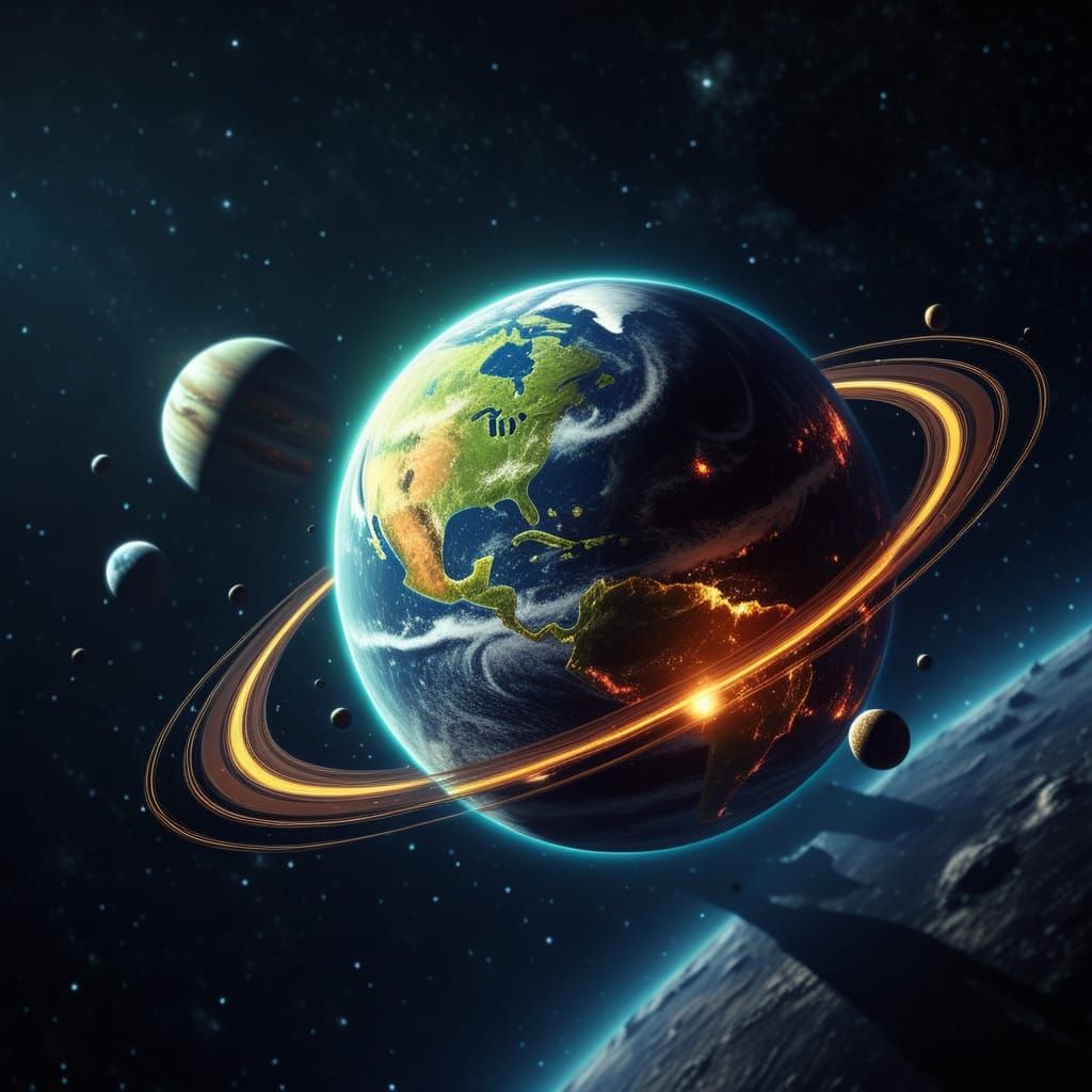 Hyperrealistic Planet Portrait in Space Art Style