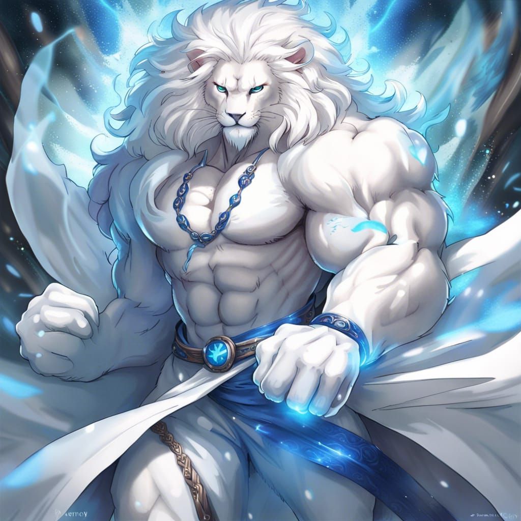Anime Lion Man in Ethereal Fantasy Style