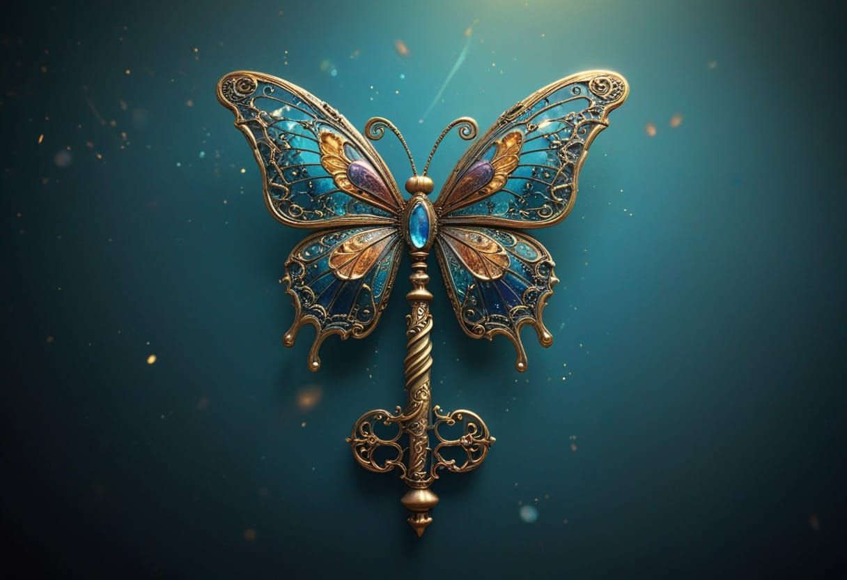 Golden Butterfly Key in Baroque Style