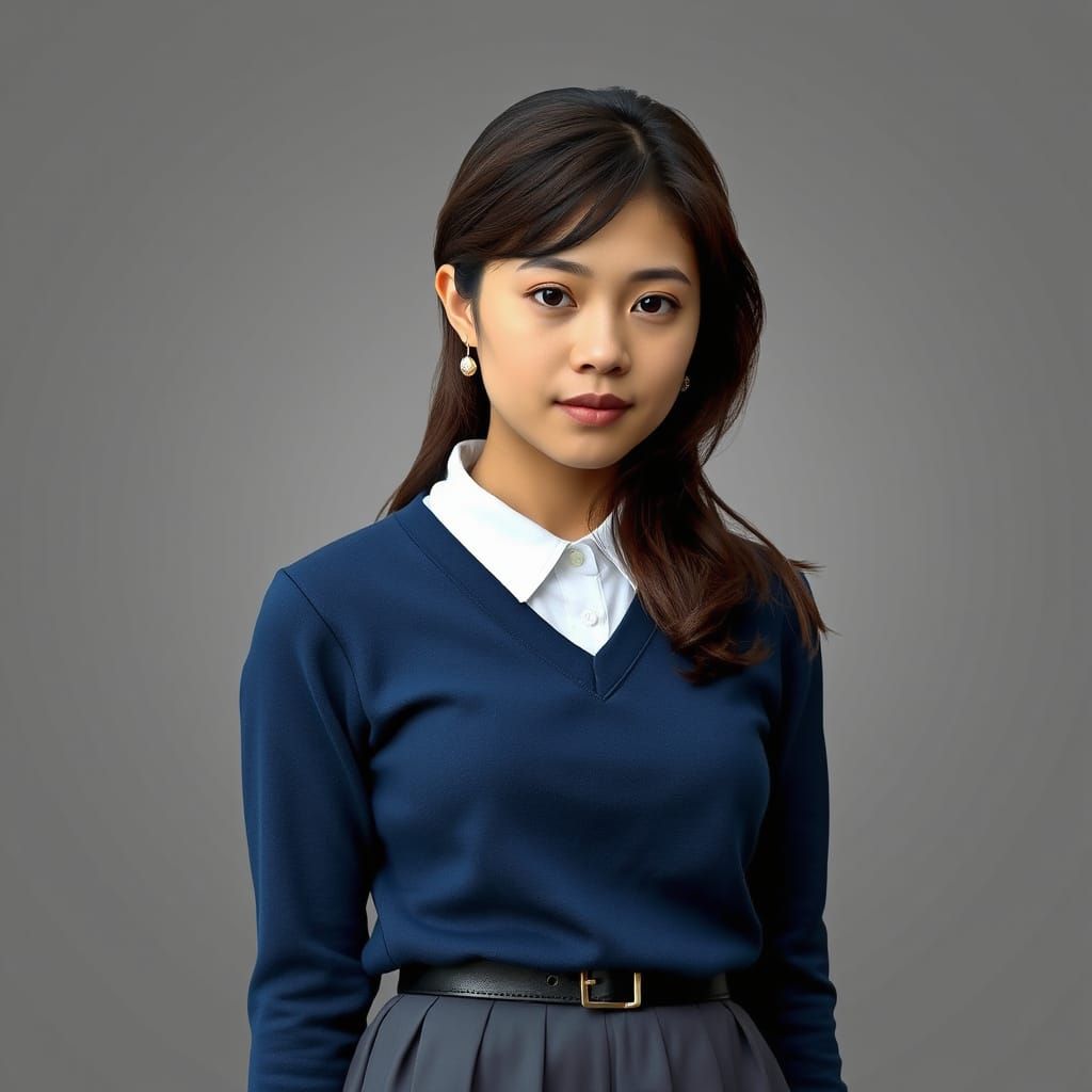 Photorealistic Portrait of a Student in School Uniform