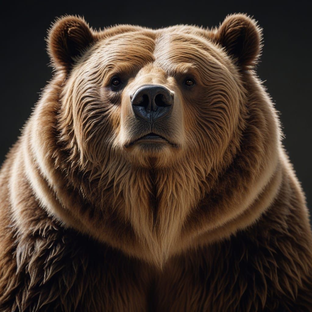 Obese Grizzly Bear Portrait in Studio Photography