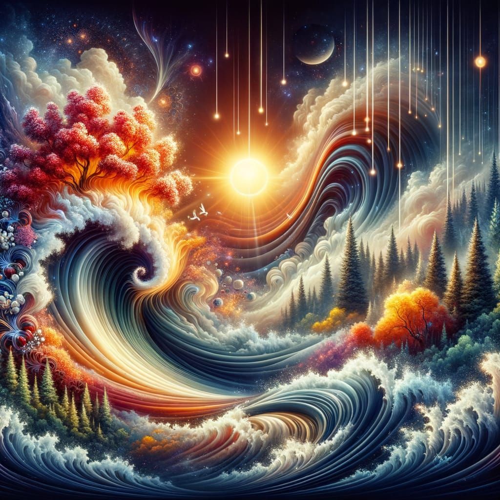 Epic Sinusoidal Wave in a Surreal Landscape