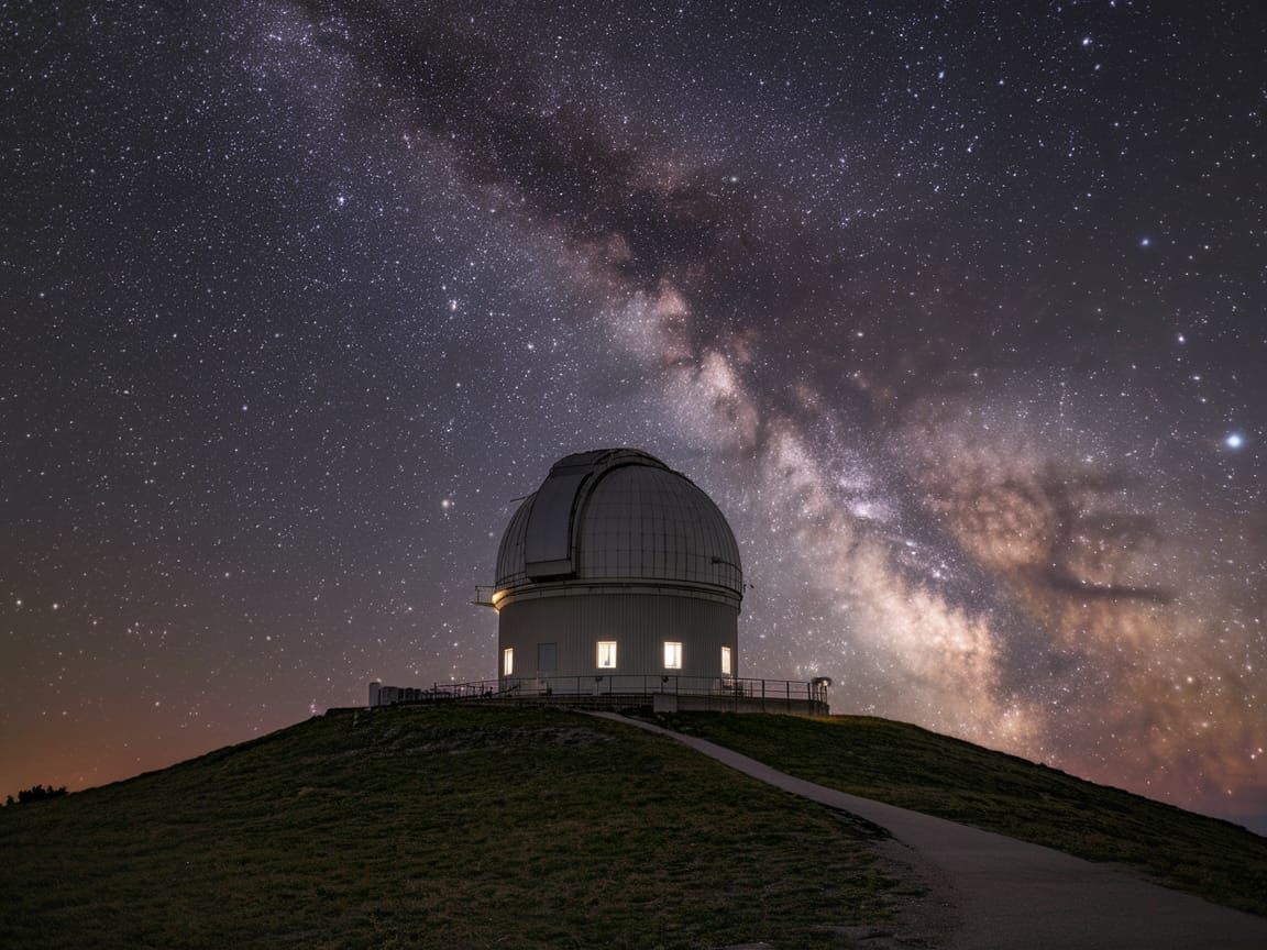Surreal Observatory Illuminates Starry Night Sky