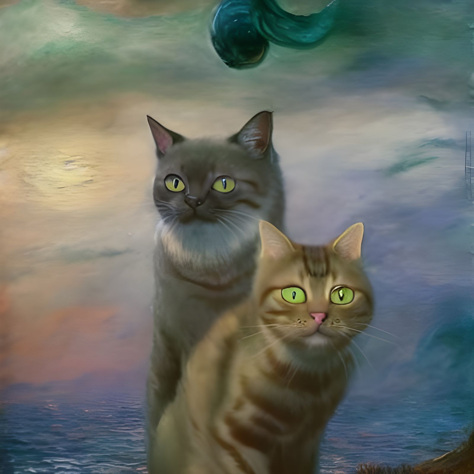 Cats' Magical Journey: A Surreal Biological Adventure