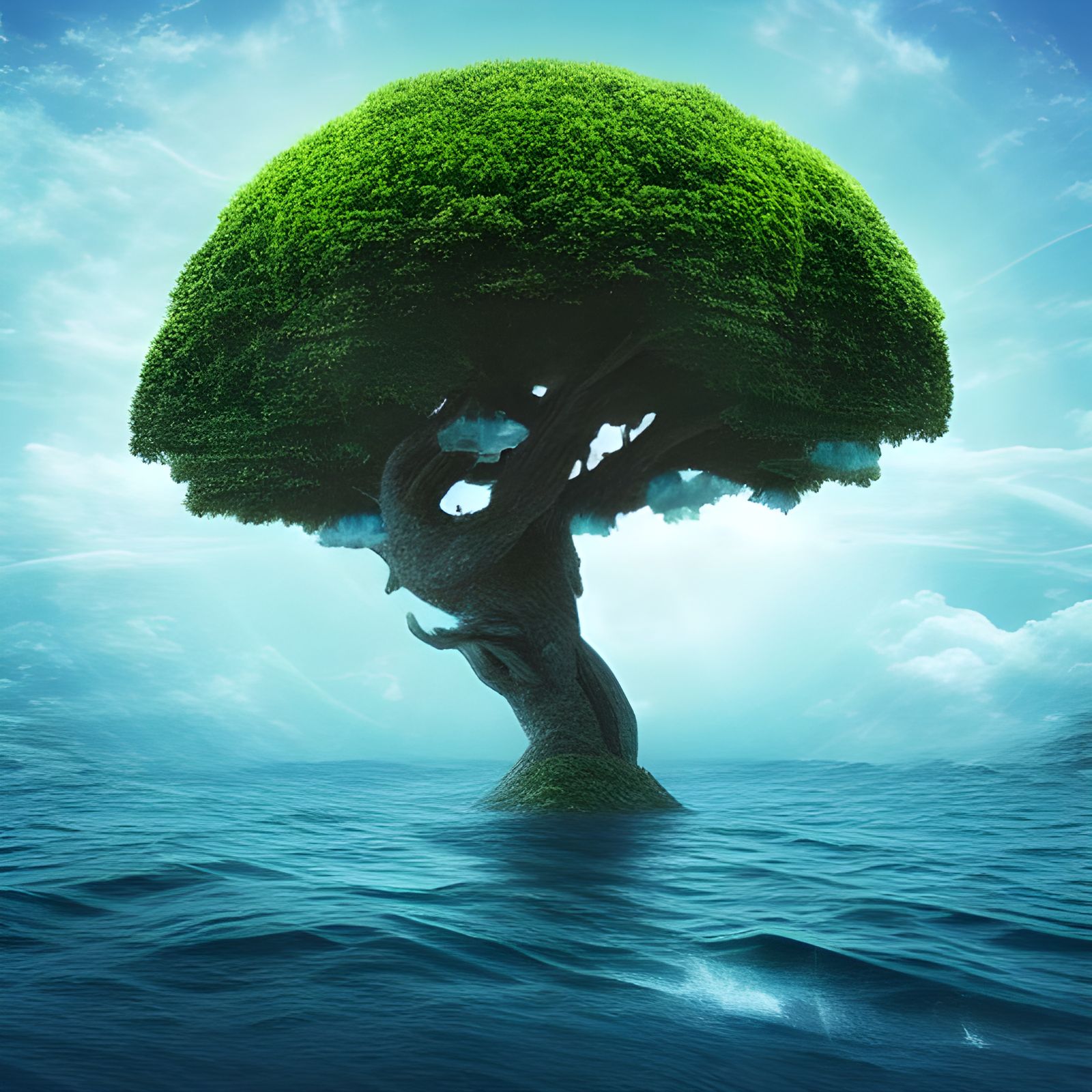 Money Tree Blooms in Ocean: Digital Matte Painting