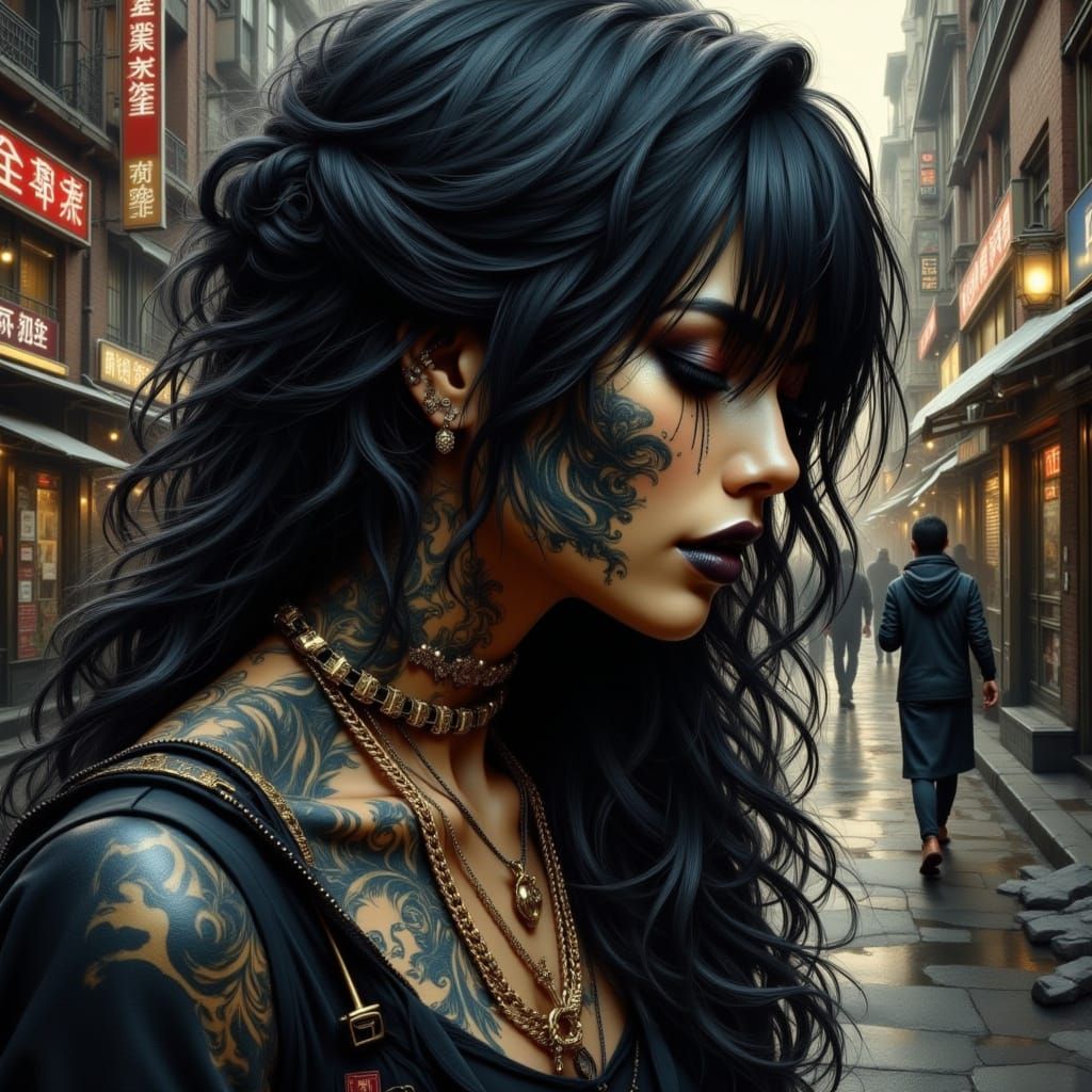 Gritty Urban Fantasy Digital Painting of a Hooded Figure