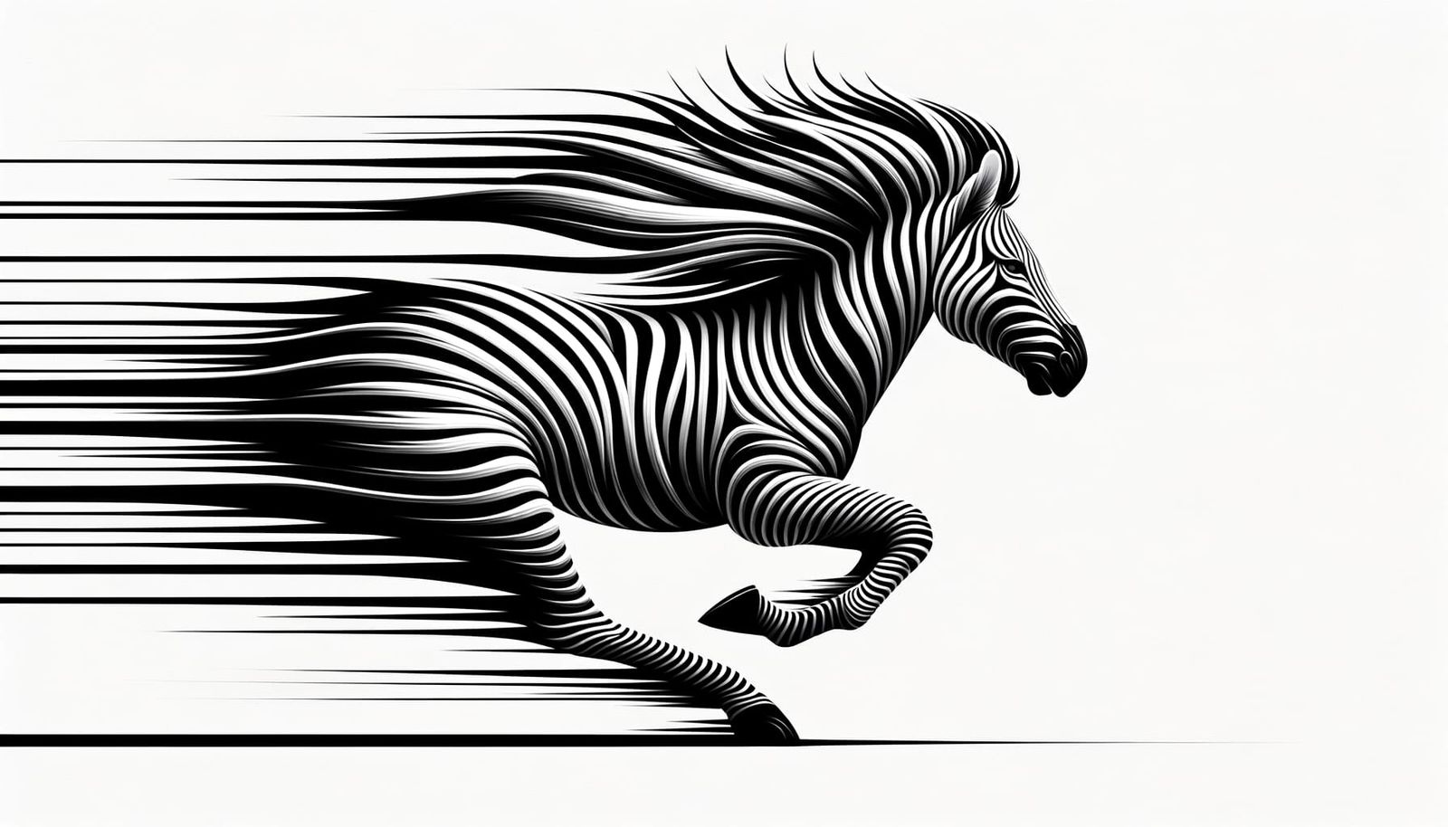 Abstract Zebra in Motion with Flowing Lines