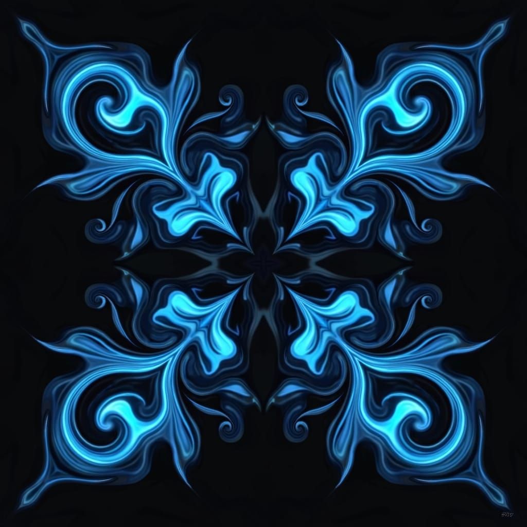 Ethereal Blue Butterfly Pattern in Symmetrical Design