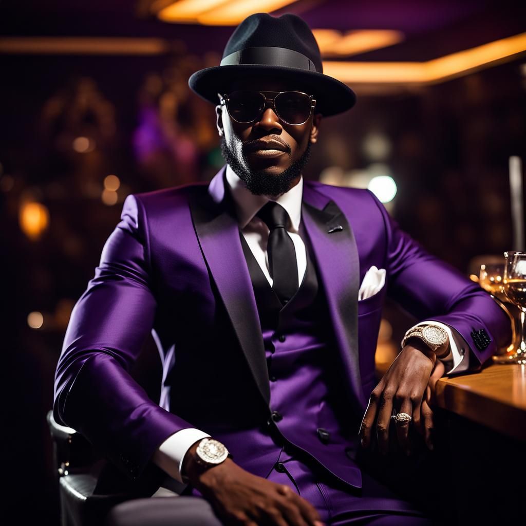 Elegant Jamaican Man in Nightclub, Comic Book Art