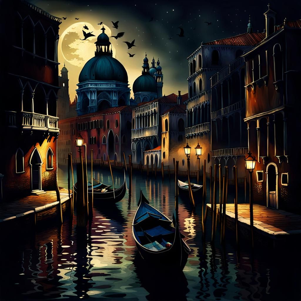 Mystic Venice in Dark Fantasy Style