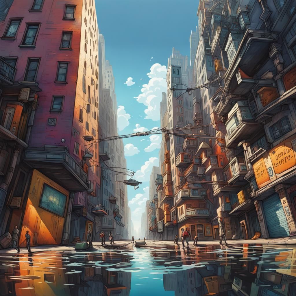 Hyperrealistic Sci-Fi City Street Concept Art