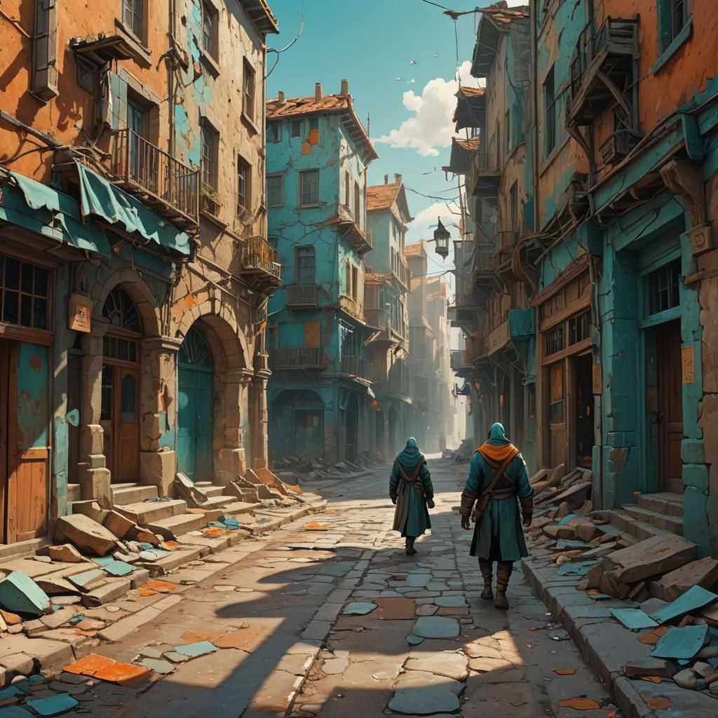 Medieval Seaside City Street: Dark Fantasy Concept Art