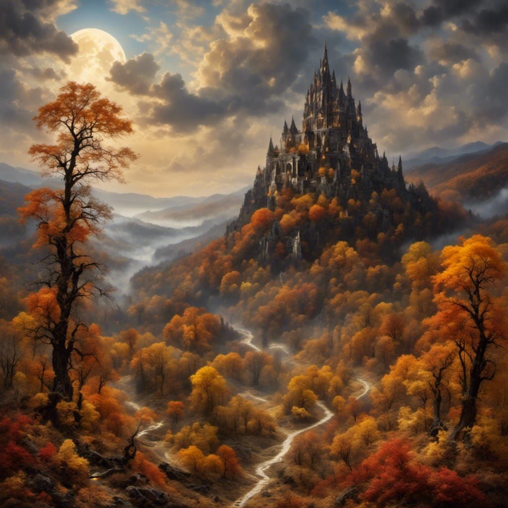 Young Goth Girl Portrait with Autumn and Red