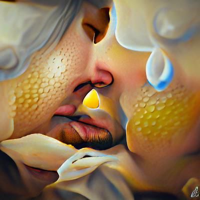 Lovers' Sensual Embrace in Renaissance Style