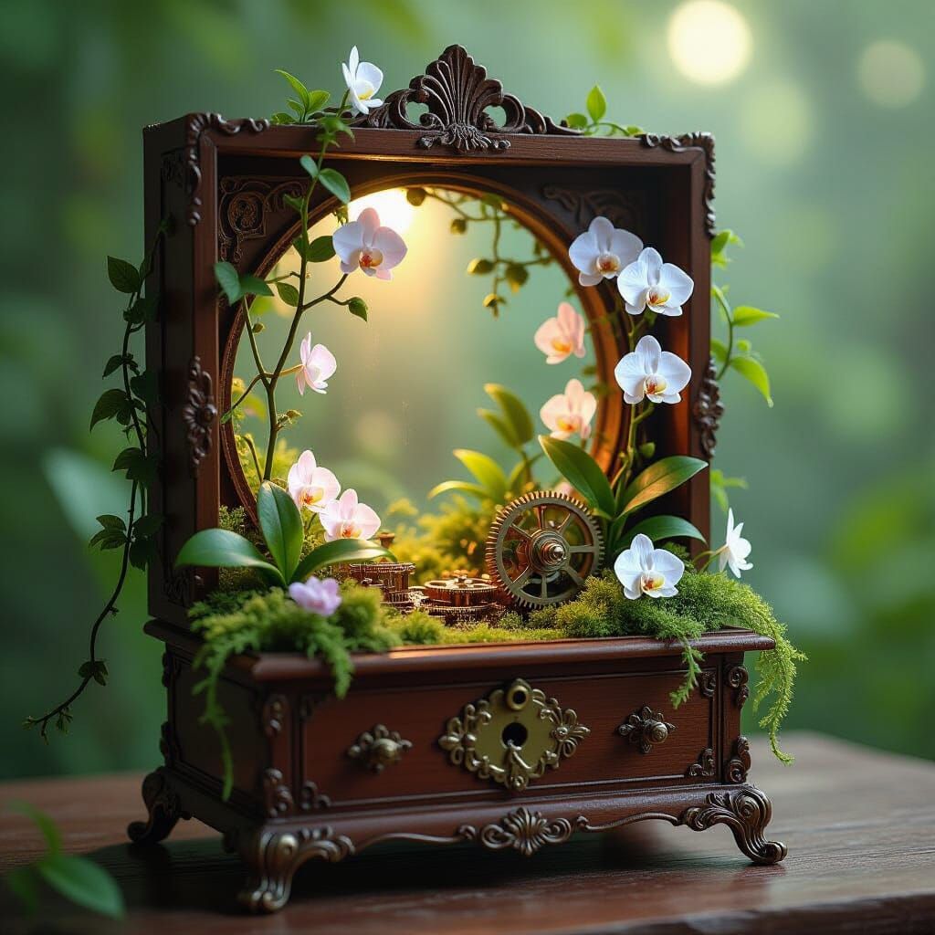 Rainforest Music Box in Art Nouveau Style