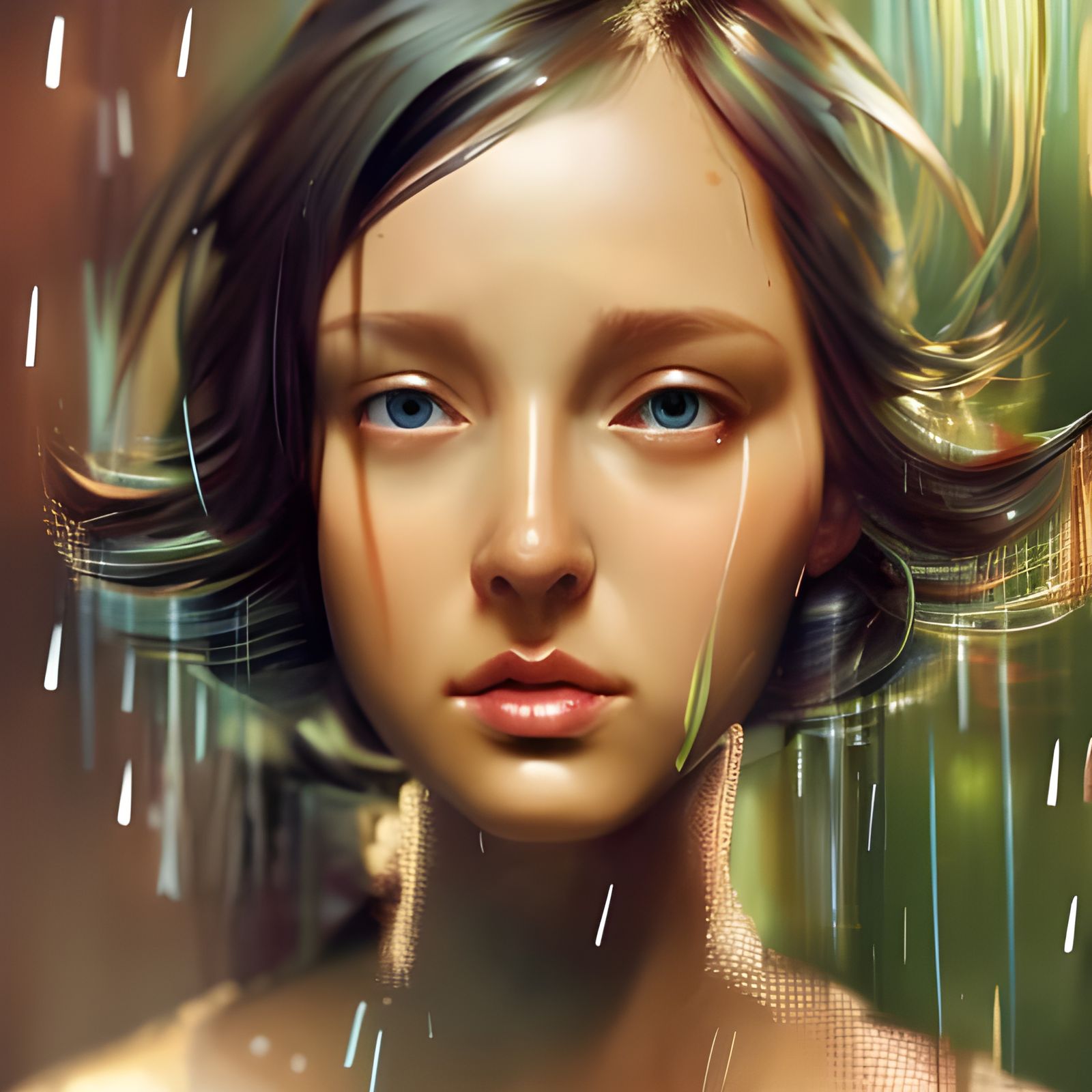 Rainy Day Portrait in Hyperdetailed Digital Art