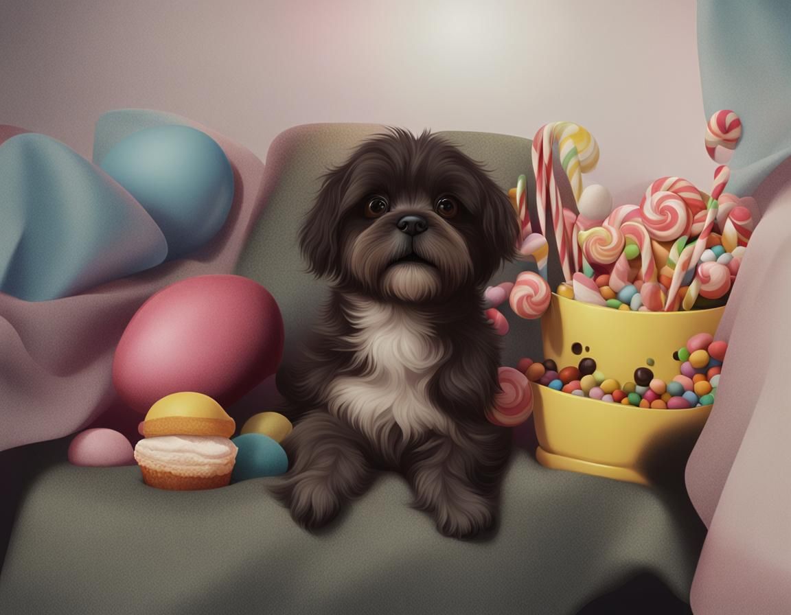 Whimsical Shih Tzu in Candy Art Style