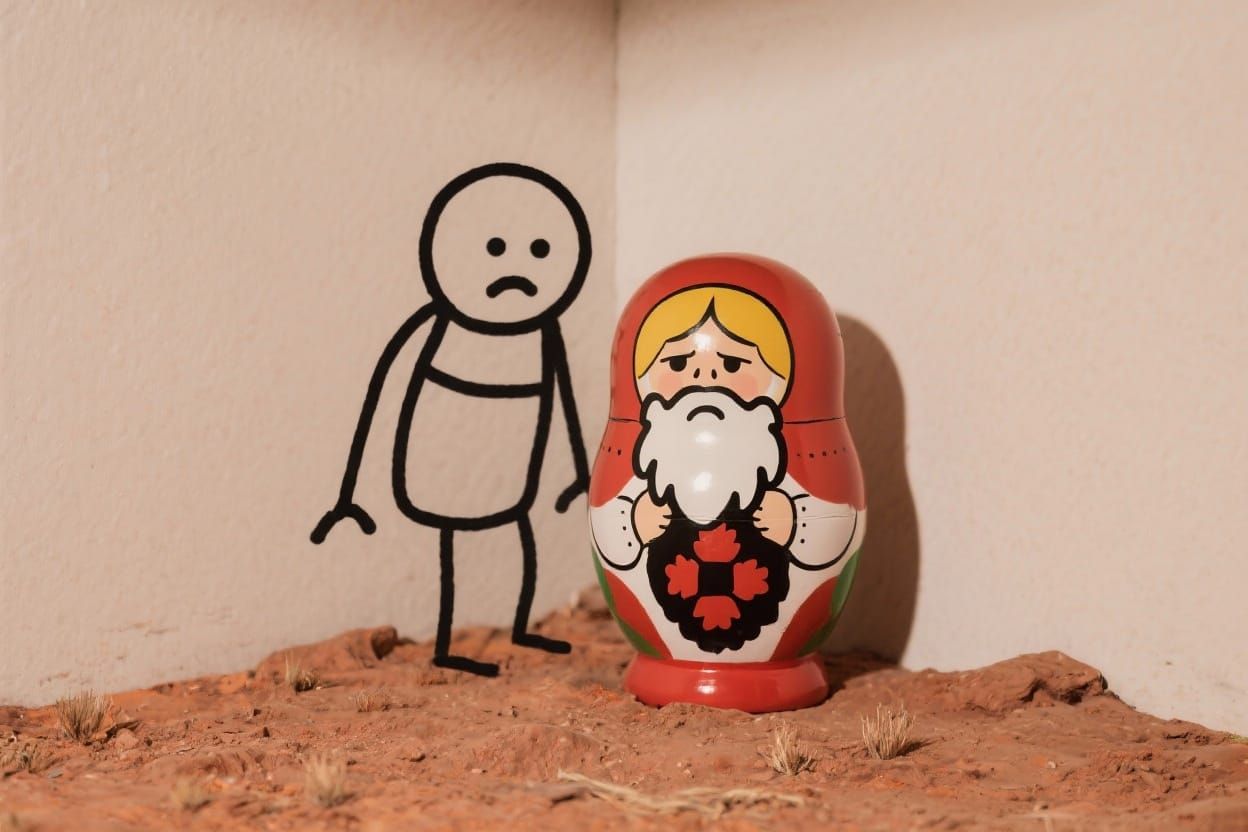 Rasputin Grumpy Stick-Figure Guy Matryoshka Skulks in Empty ...