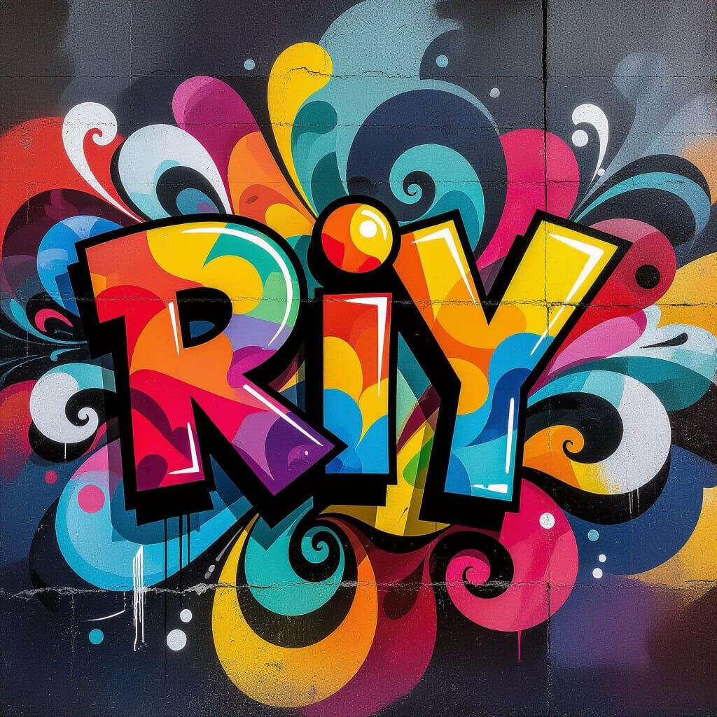 Vibrant Graffiti Letters on Kaleidoscopic Wall
