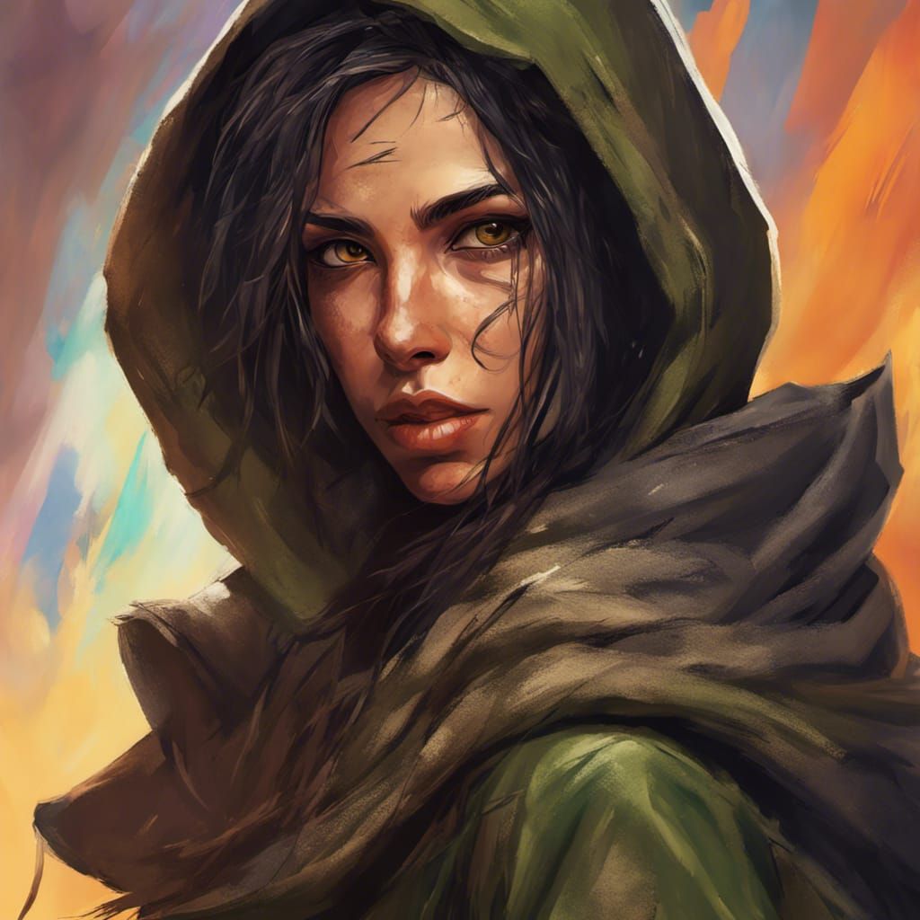 Hooded Rogue with Scar, Hyperrealistic Portrait
