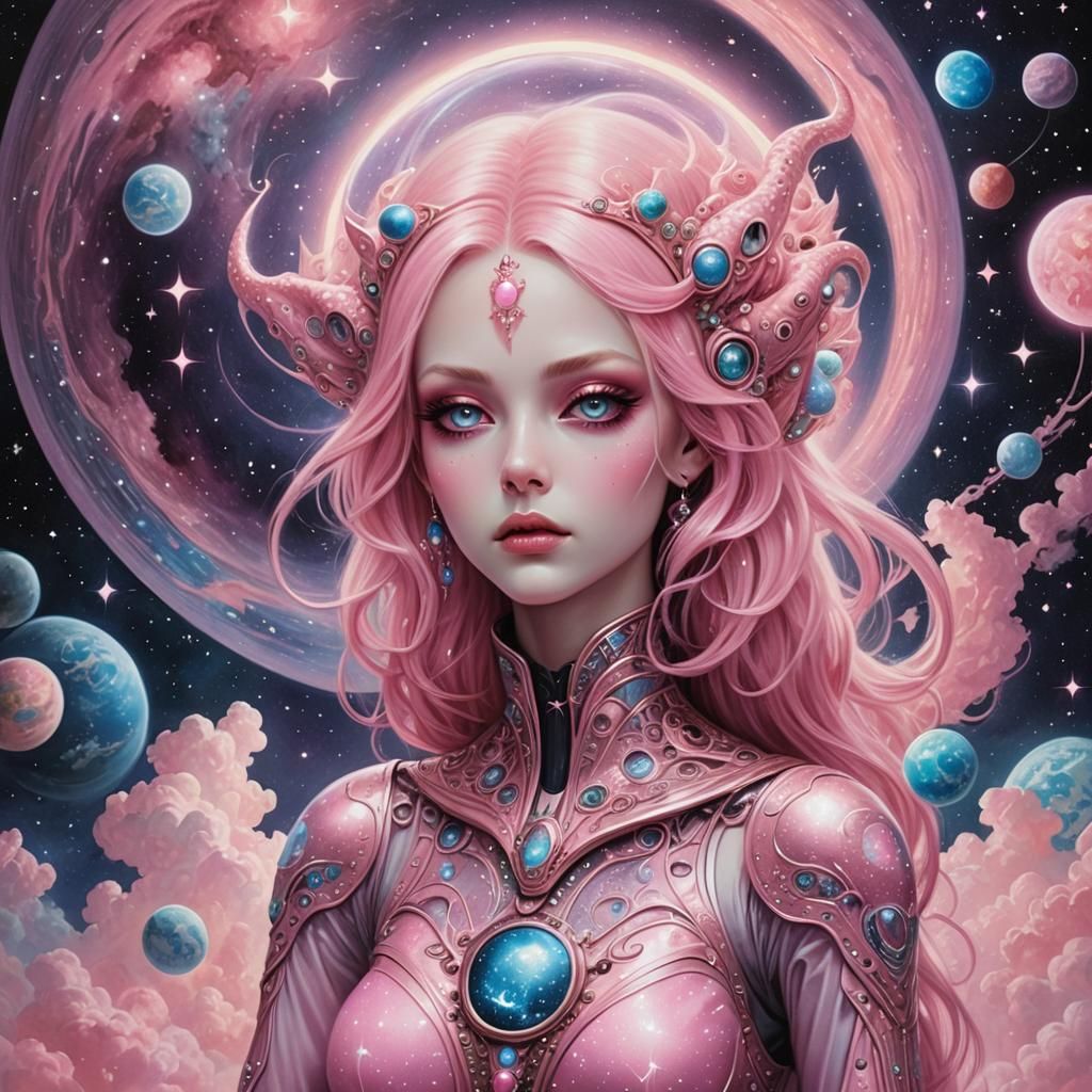 Cosmic Alien Creator Watching Over Earth