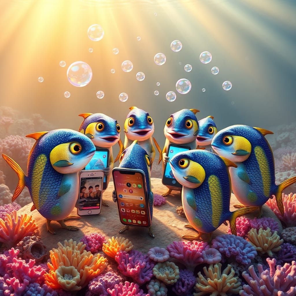 Tuna Fish Party: AI Image Creation on Coral Reef