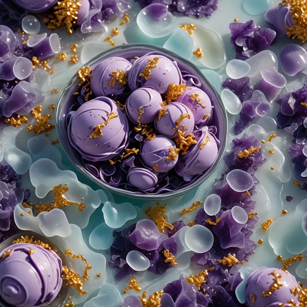 Luminescent Seaweed Ice Cream in Sea Glass Bowl