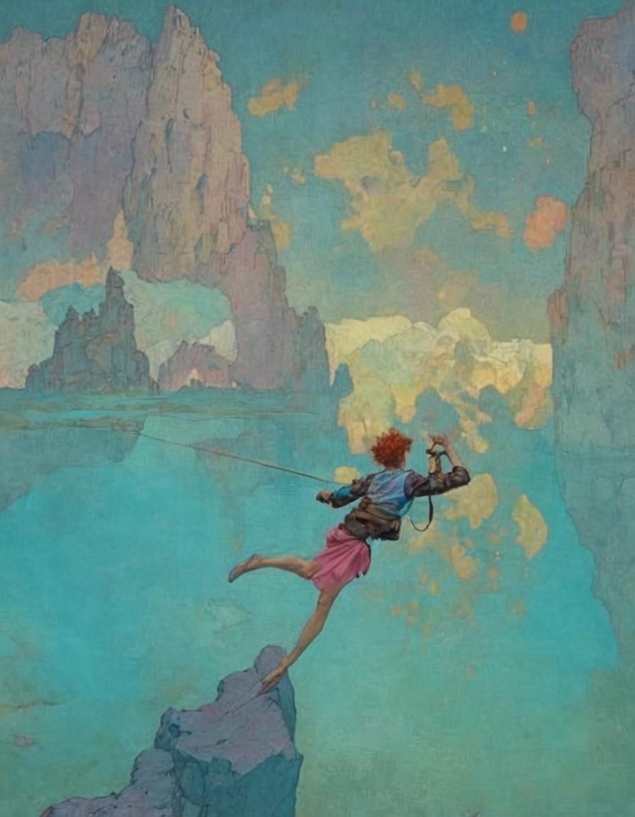 Figure Leaping in Fluorescent Light, Digital Art