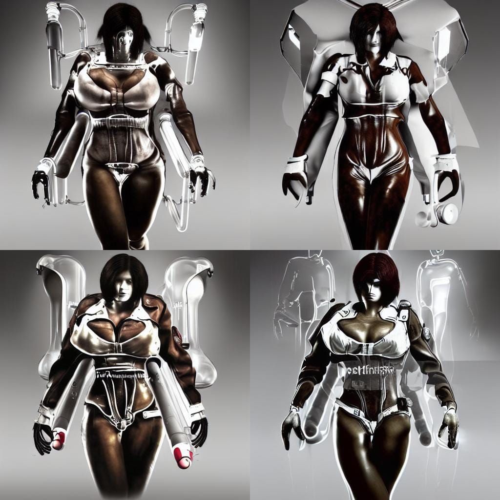 Red-Haired Woman in Laboratory, 3D Rendering