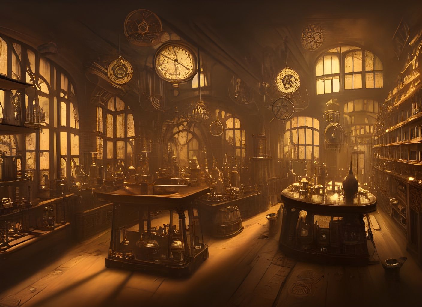 Steampunk Alchemist Shop Interior, Matte Painting