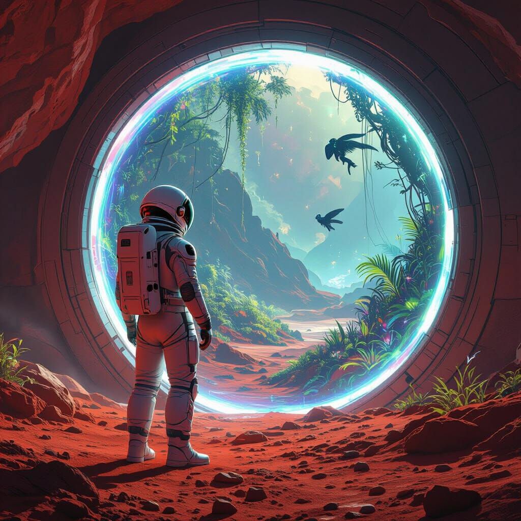 Astronaut Discovers Alien Jungle Portal on Mars