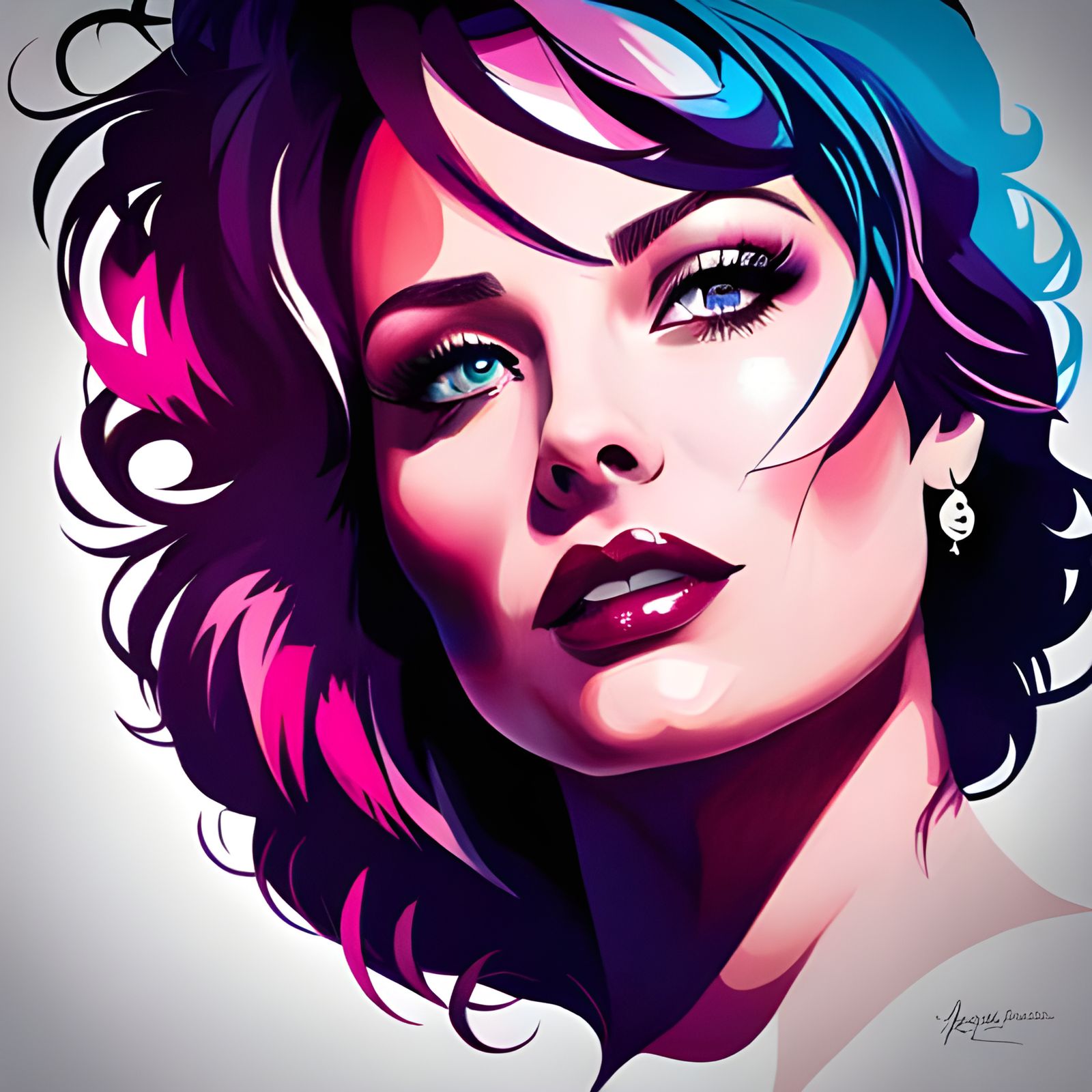 Glamorous Portrait of Sophie Loren in Art Nouveau Style