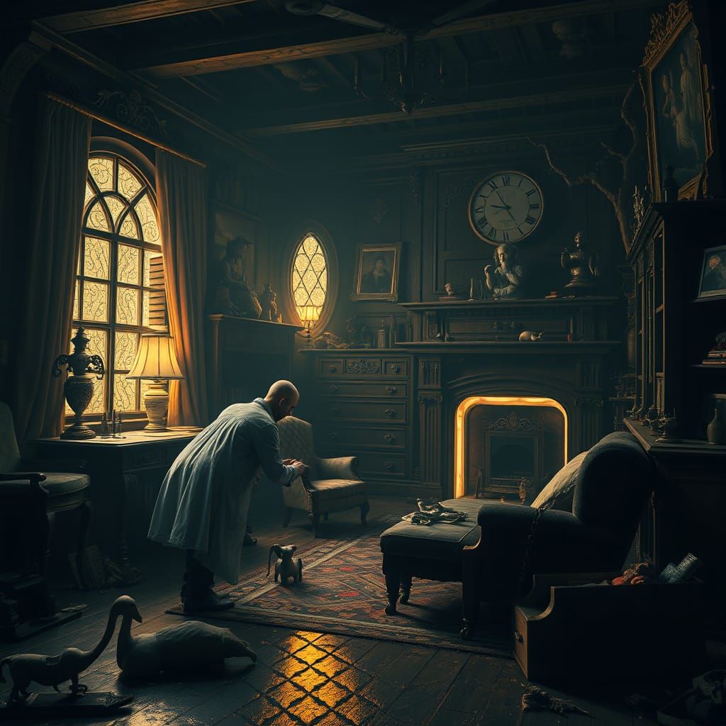 Ghostly Toymaker Explores Eerie, Dimly Lit House