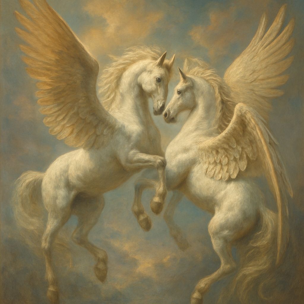 Majestic Pegasus Courtship Dance in Ethereal Light