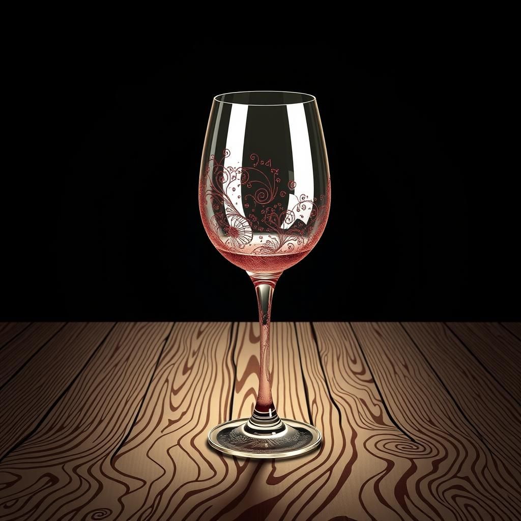 Broken Wine Glass on Wood Stairs: Abstract Fractal Art