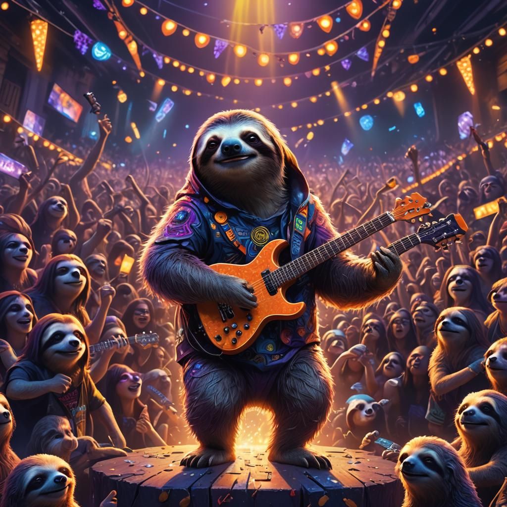 Sloth Guitarist Rocks a Fantasy Concert Stage