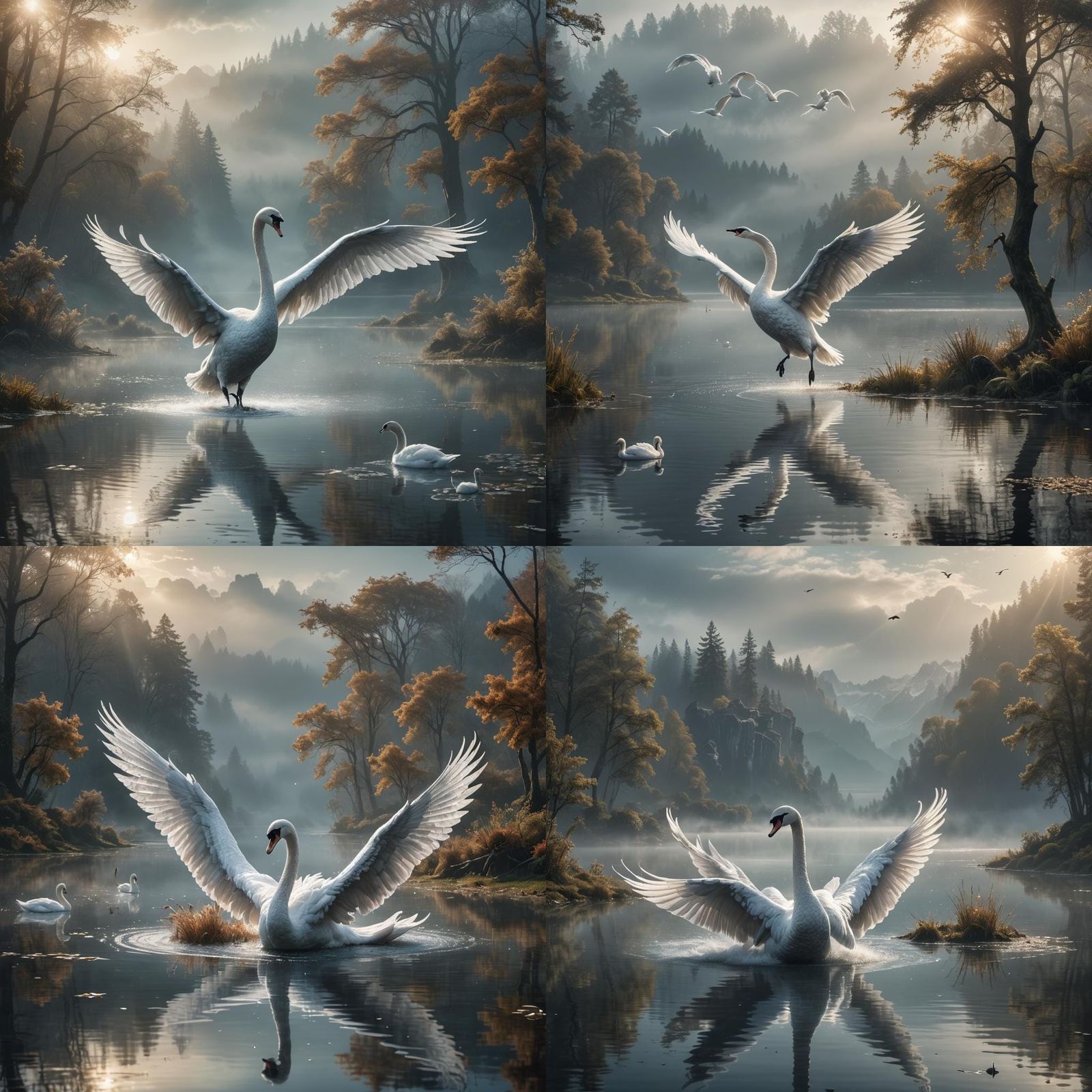 Crystal Swan Takes Flight: Digital Matte Painting