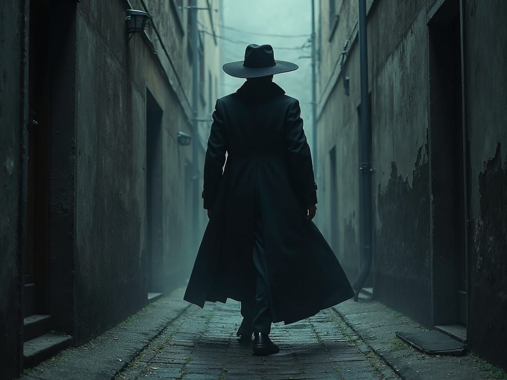 Film Noir Mystery Figure in Alleyway