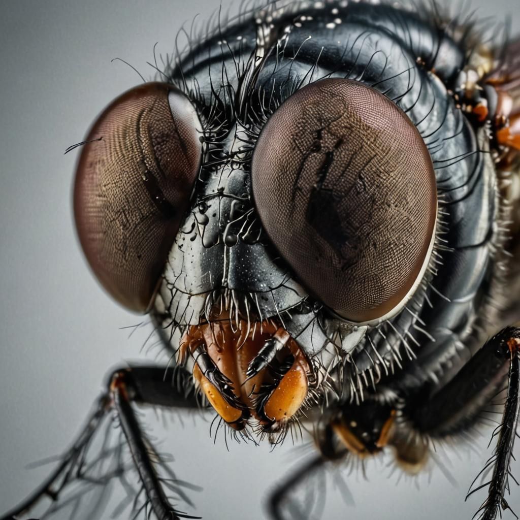 Detailed Macro Shot of a Fly's Eye