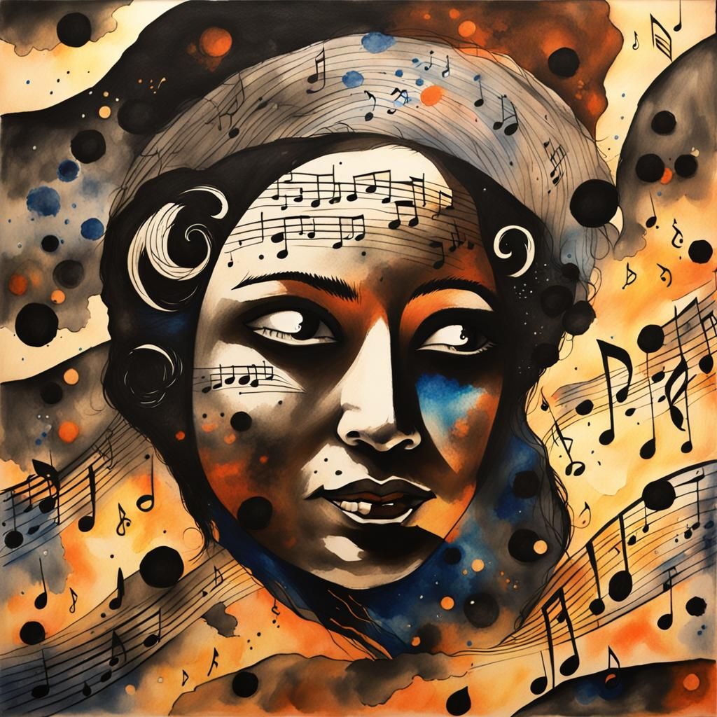 Surreal Watercolour Portrait of a Woman Balancing Life