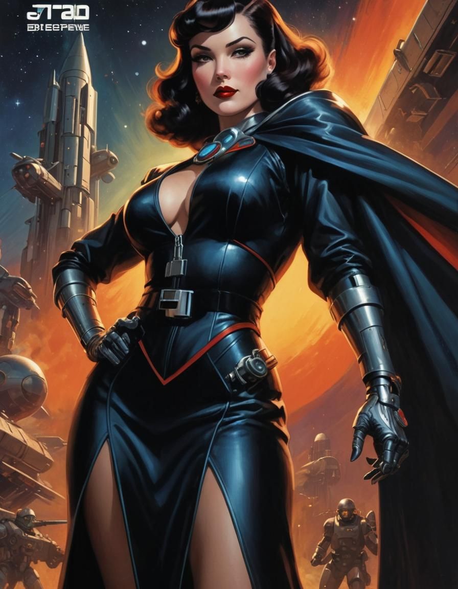 Pulp Magazine Sci-Fi Pinup Cover in Art Deco Style