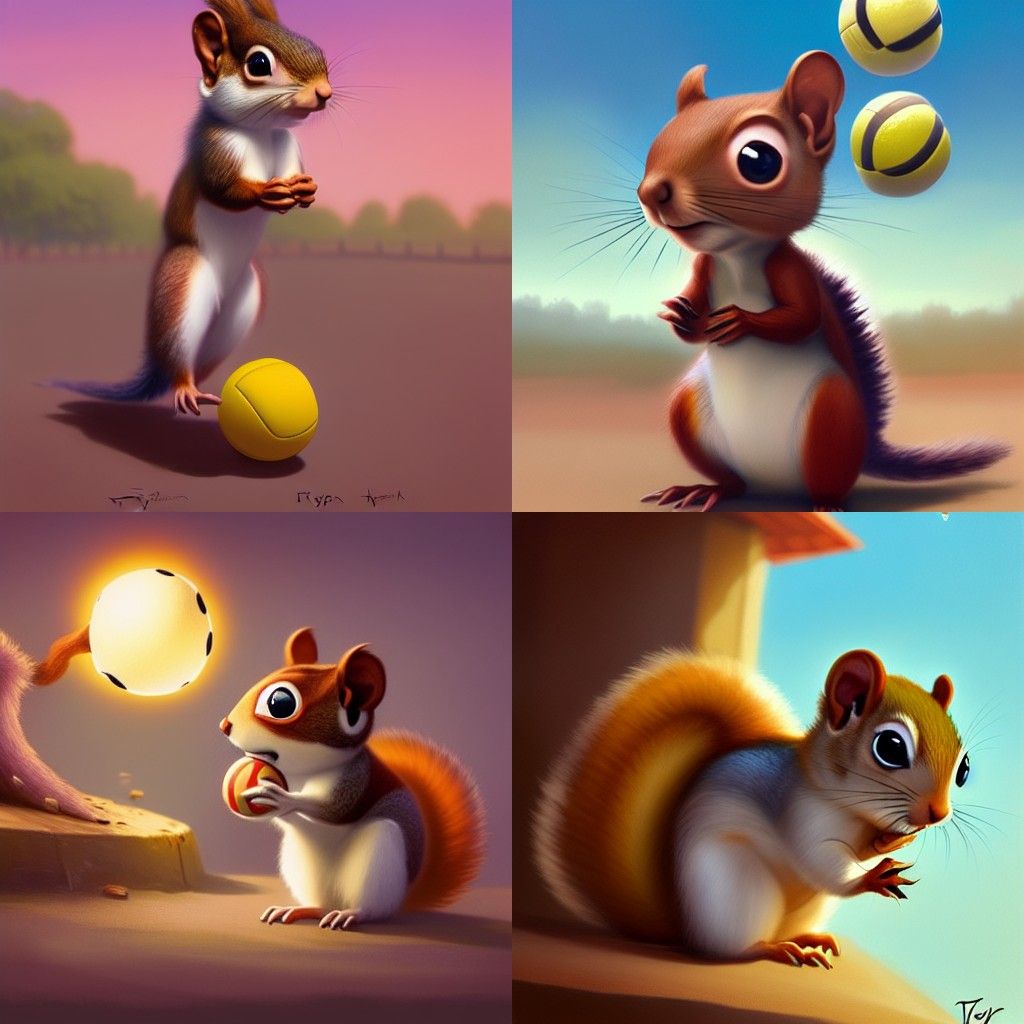 Pixar Squirrel Plays Volleyball: Funny Art