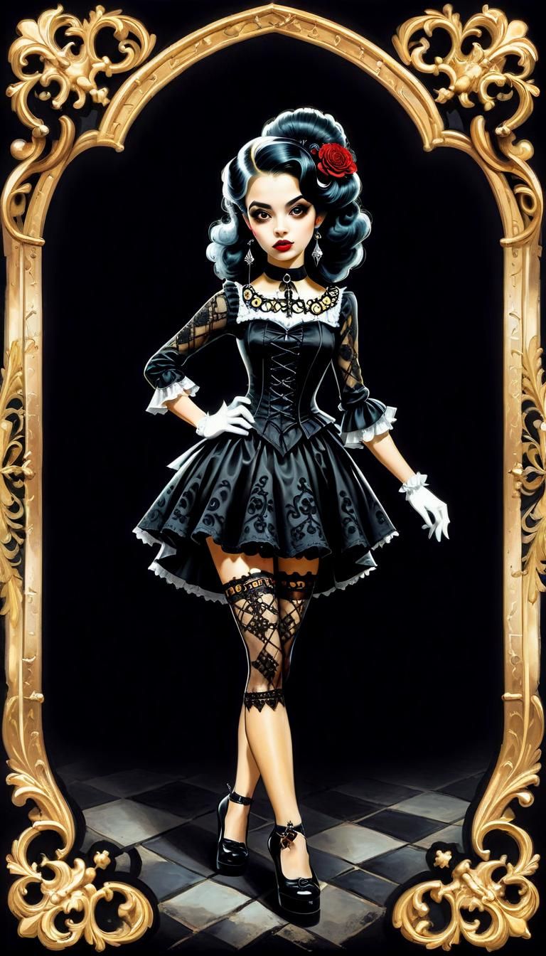 Gothic Latina in Baroque Pin-Up Style