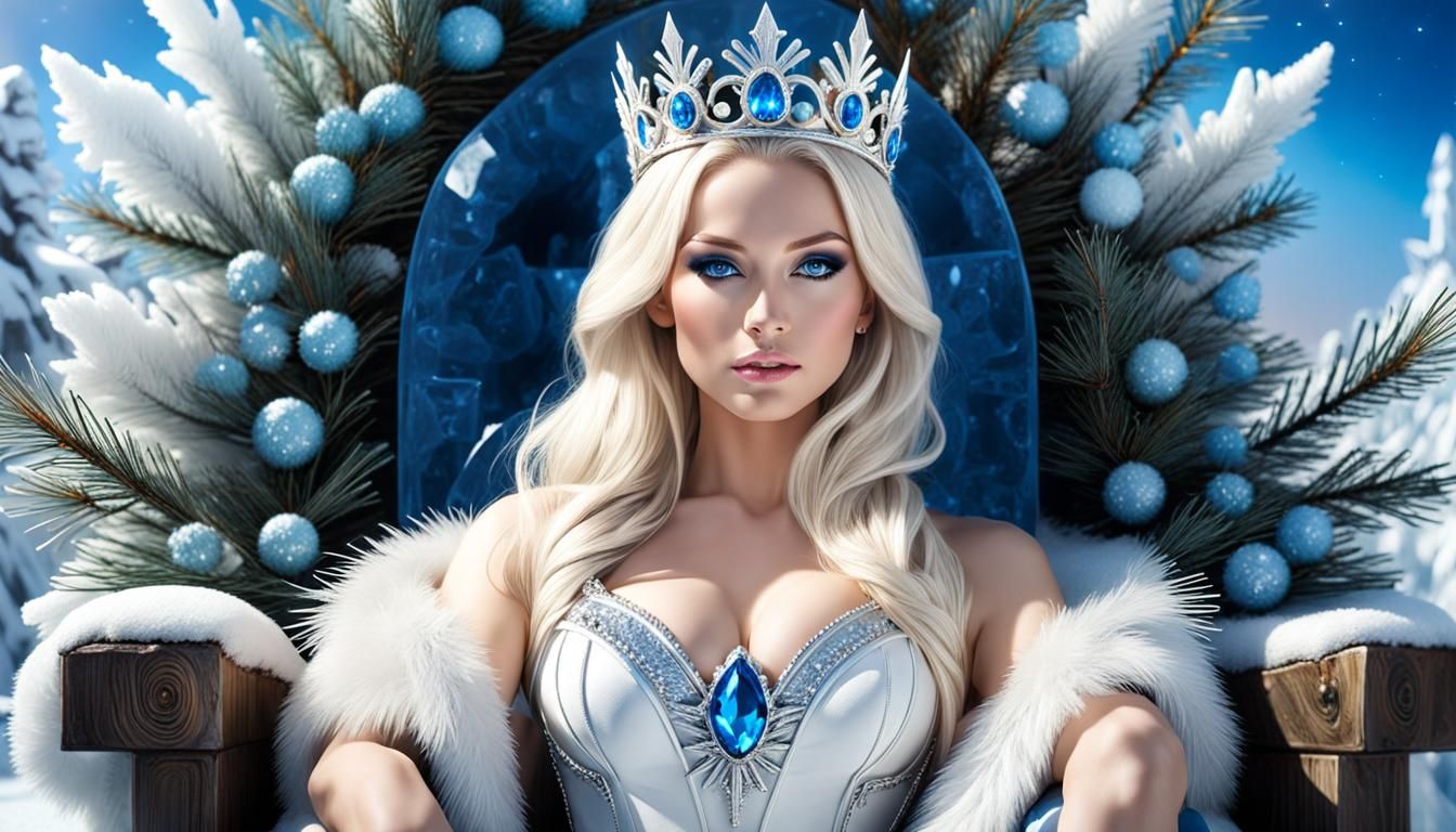 Finnish Winter Queen on Ice Throne